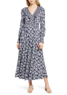 Boden Floral Ruffle Jersey Maxi Dress in Navy Paisely Bloom at Nordstrom