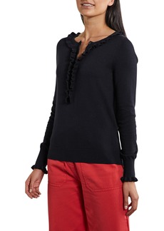 Boden Frill Henley Sweater in Navy at Nordstrom