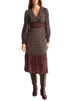 Boden Hotch Potch Floral Long Sleeve Midi Dress in Multi Tulip Bud at Nordstrom Rack