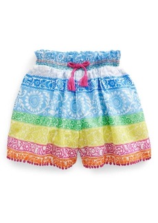 Boden Kids' Floral Stripe Cotton Shorts
