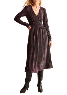 Boden Metallic Stripe Long Sleeve Sweater Dress in Burgundy Multi Stripe at Nordstrom Rack