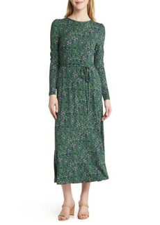 Boden Paisley Long Sleeve Jersey Midi Dress in Broad Bean Charm at Nordstrom