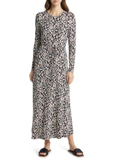 Boden Paisley Long Sleeve Midi Dress in Black Tropic Charm at Nordstrom