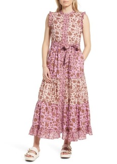 Boden Tie Waist Tiered Ruffle Maxi Dress in Orchid
