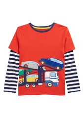 Mini Boden Kids' Cherry Red Appliqué Layered Long Sleeve Shirt (Toddler, Little Boy & Big Boy)