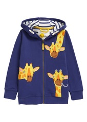 Mini Boden Kids' Giraffe Appliqué Zip-Up Hoodie (Toddler, Little Boy & Big Boy)