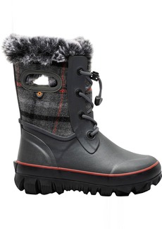 Bogs Kids' Arcata II Cozy Plaid Waterproof Winter Boots, Boys', Size 1, Gray