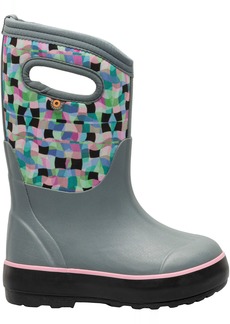 Bogs Kids' Classic II Checkered Geo Waterproof Winter Boots, Boys', Size 6, Gray