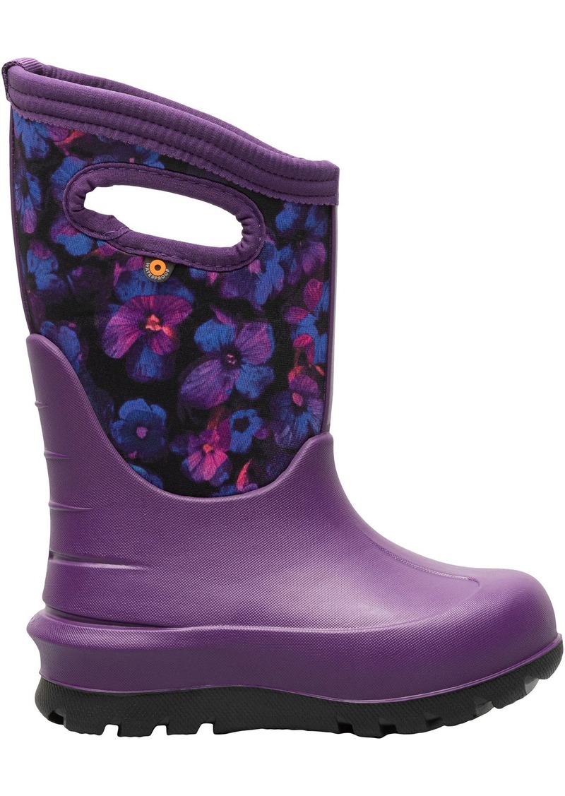 Bogs Kids' Neo-Classic Petals Waterproof Winter Boots, Size 1, Purple