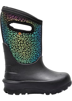 Bogs Kids' Neo Classic Rainbow Leopard Waterproof Winter Boots, Boys', Size 1, Black