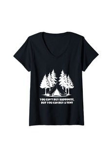 Bonfire Womens Adventure Wilderness Campfire Outdoor Tent in Forest V-Neck T-Shirt