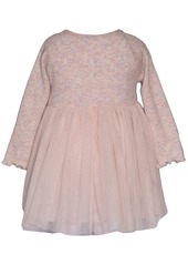 Bonnie Baby Baby Girls Long Sleeve Tulle Skirt Dress - Natural