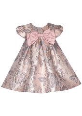 Bonnie Baby Baby Girls Short Sleeve Floral Metallic Dress - Gray