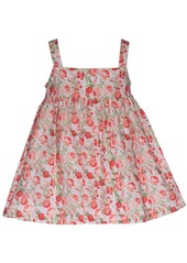 Bonnie Baby Baby Girls Sleeveless Floral Sundress with Smocked Insert - Coral