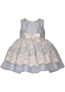 Bonnie Baby Baby Girls Sleeveless Scalloped Embroidered Mesh Dress - BLU