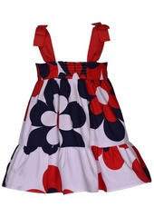 Bonnie Baby Baby Girls Tiered Floral Print Cotton Poplin Dress - Red