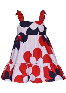 Bonnie Baby Baby Girls Tiered Floral Print Cotton Poplin Dress - Red