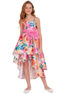 Bonnie Jean Big Girls Floral-Print Double-High-Low Dress - Pink