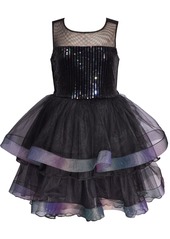 Bonnie Jean Big Girls Sleeveless Illusion Neckline Party Dress - Black