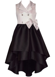 Bonnie Jean Big Girls Sleeveless Tuxedo Look Double High Low Dress - Black