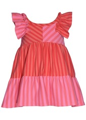 Bonnie Jean Little & Toddler Girls Flutter-Sleeve Striped Knit Dress - Pink