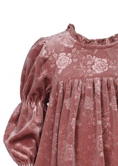 Bonnie Jean Little Girls Long Sleeved Embossed Floral Velvet Dress - Rose