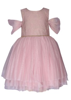 Bonnie Jean Little Girls Sleeveless Jacquard to Mesh Ballerina Dress - Blush