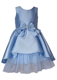 Bonnie Jean Little Girls Sleeveless Princess Seam Mikado High Low Dress - Blue