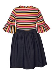 Bonnie Jean Toddler & Little Girls Apple-Applique Striped & Denim Dress - Multi