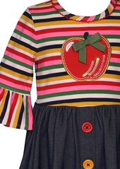 Bonnie Jean Toddler & Little Girls Apple-Applique Striped & Denim Dress - Multi