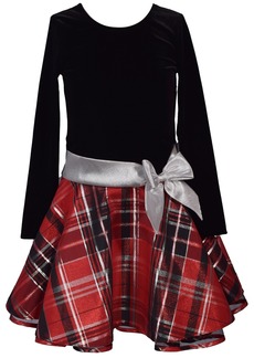 Bonnie Jean Toddler Girls Velvet Bodice to Plaid Skirt Dress - Black