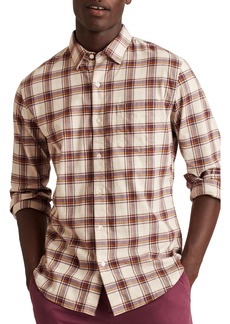 Bonobos Plaid Lightweight Stretch Flannel Button-Up Shirt in Triton Plaid - Oat Milk at Nordstrom Rack