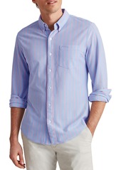 Bonobos Slim Fit Knit Button-Down Shirt in Marine Stripe Cannes Blue at Nordstrom