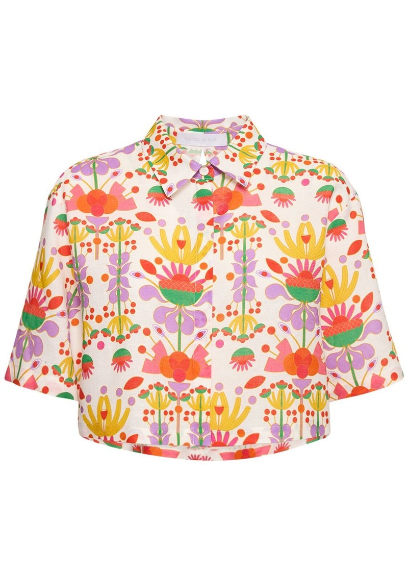 Borgo de Nor Alani Printed Cotton & Linen Crop Shirt