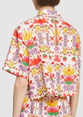 Borgo de Nor Alani Printed Cotton & Linen Crop Shirt