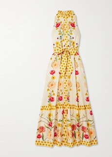 Borgo de Nor Biba Belted Floral-print Cotton-poplin Maxi Dress