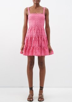 Borgo De Nor - Freddie Broderie-anglaise Cotton Mini Dress - Womens - Pink