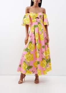 Borgo De Nor - Giovanna Floral-print Off-the-shoulder Dress - Womens - Pink Yellow