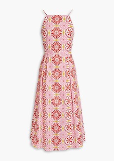 Borgo de Nor - Goreti pleated printed cotton-poplin midi dress - Pink - UK 8