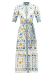 Borgo De Nor - Marni High-neck Floral-print Maxi Dress - Womens - Blue