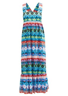 Borgo De Nor - Mila Floral-print Cotton Dress - Womens - Blue Multi