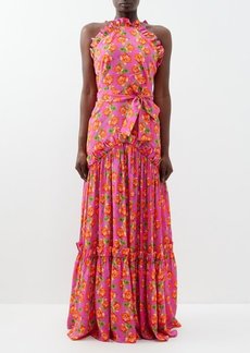 Borgo De Nor - Tatiana Floral-print Crepe Maxi Dress - Womens - Pink Multi