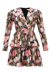 Borgo De Nor Amelia metallic-jacquard floral silk-blend dress