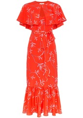 Borgo de Nor Margarita crepe floral print cape detail dress