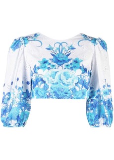 Borgo de Nor floral-print cropped blouse