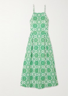 Borgo de Nor Goreti Tie-back Floral-print Cotton-poplin Midi Dress