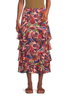 Borgo de Nor Livi Paisley Tiered Midi Skirt