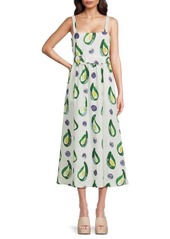 Borgo de Nor Ninet Print Belted Linen Midi Dress