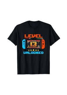 Born 13 Year Old Level 13 Unlocked 13th Birthday Boy Video Games T-Shirt