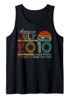 Born 14 Year Old Gifts Vintage July 2010 14th Birthday Decoration Tank Top